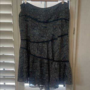 DKNY Navy Paisley A-Line Skirt